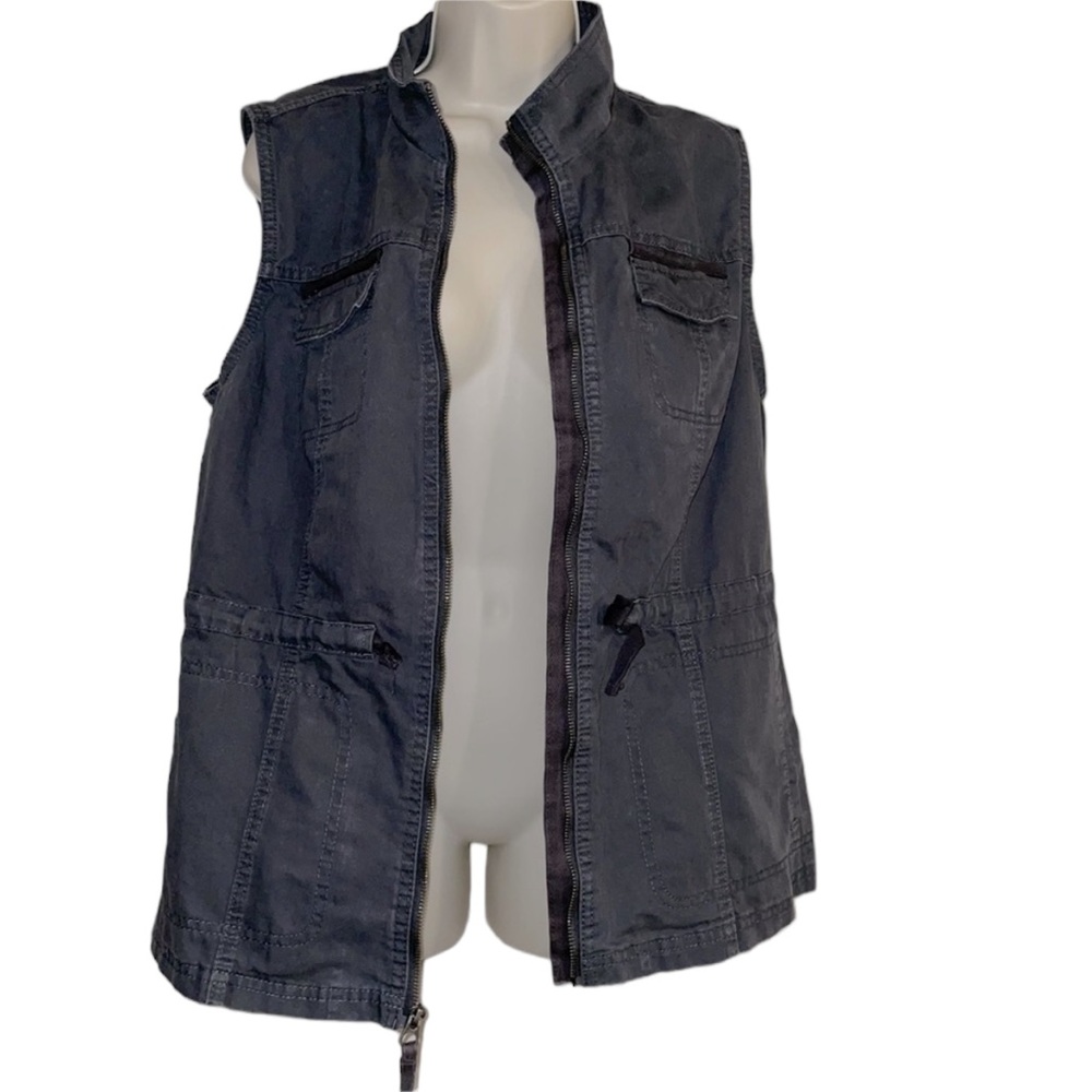 A New Day Sleeveless Denim Front Zip Utility Vest Size Large